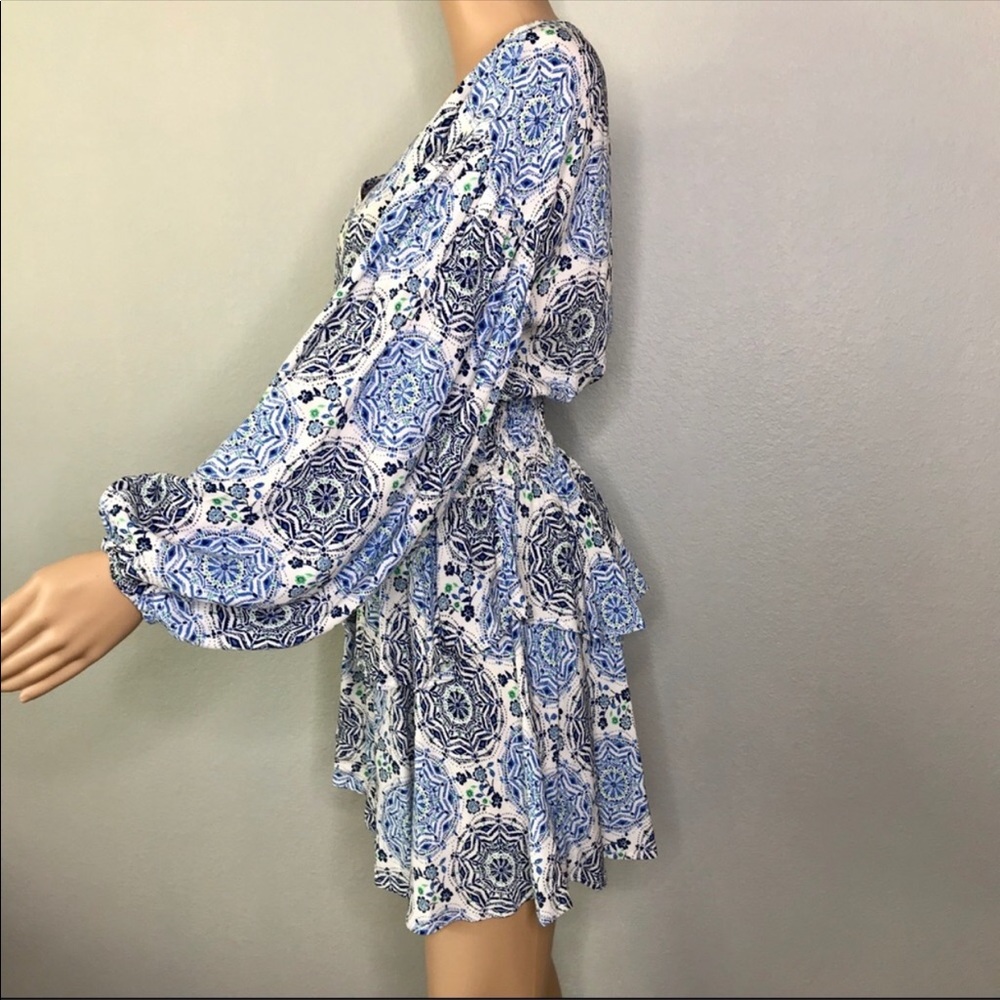 Smocked tiered long sleeve dress - Picture 4 of 5